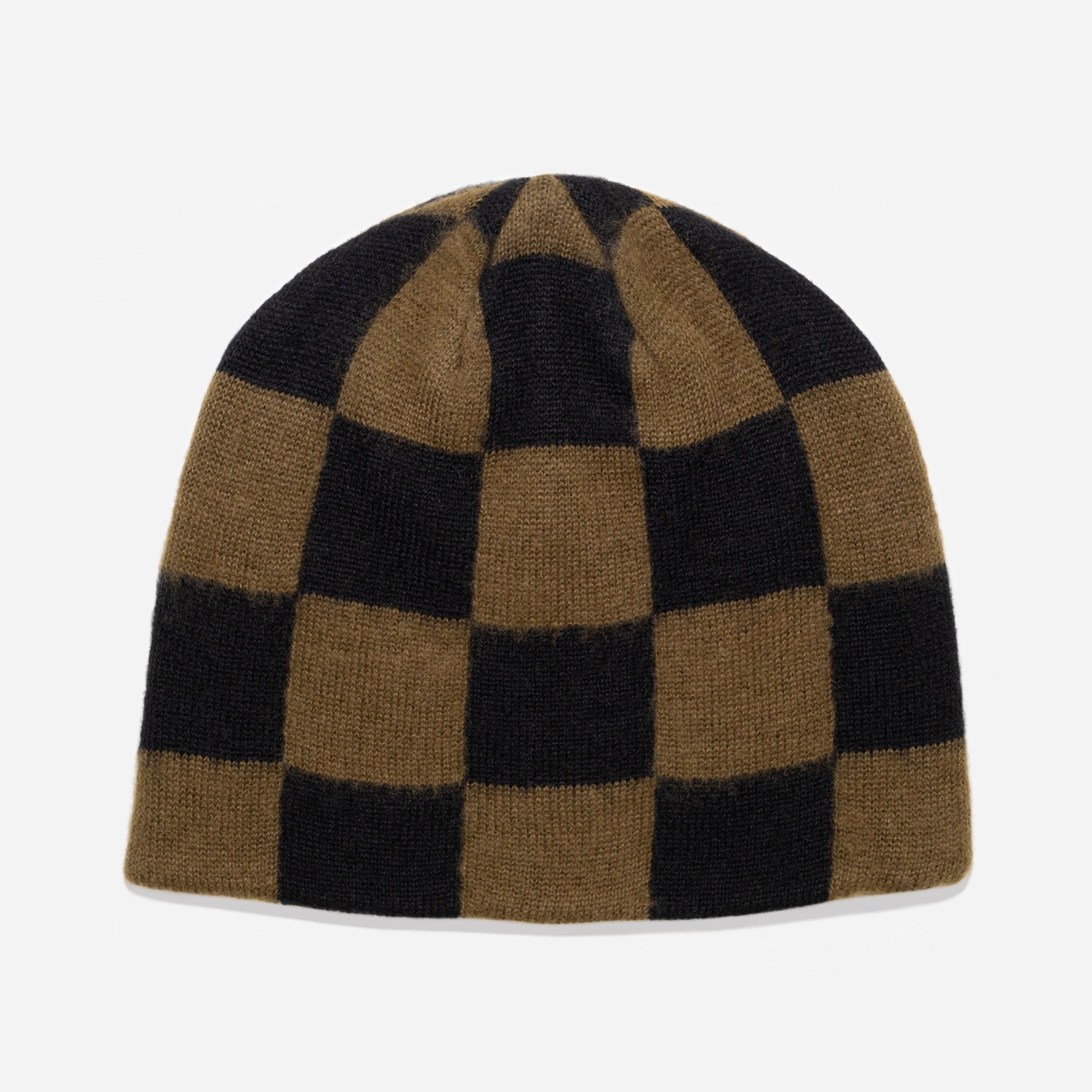 CHECKERED MOHAIR SKULL CAP (ARMY)